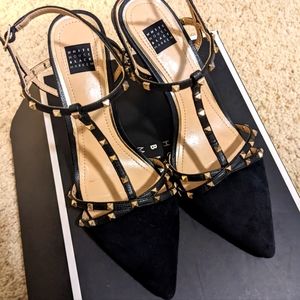 White House Black Market Strappy Studded Mid Heel size 6
